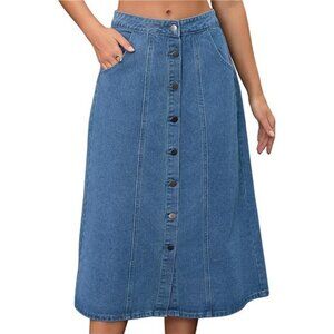 Women's Denim Skirt Button Down Blue